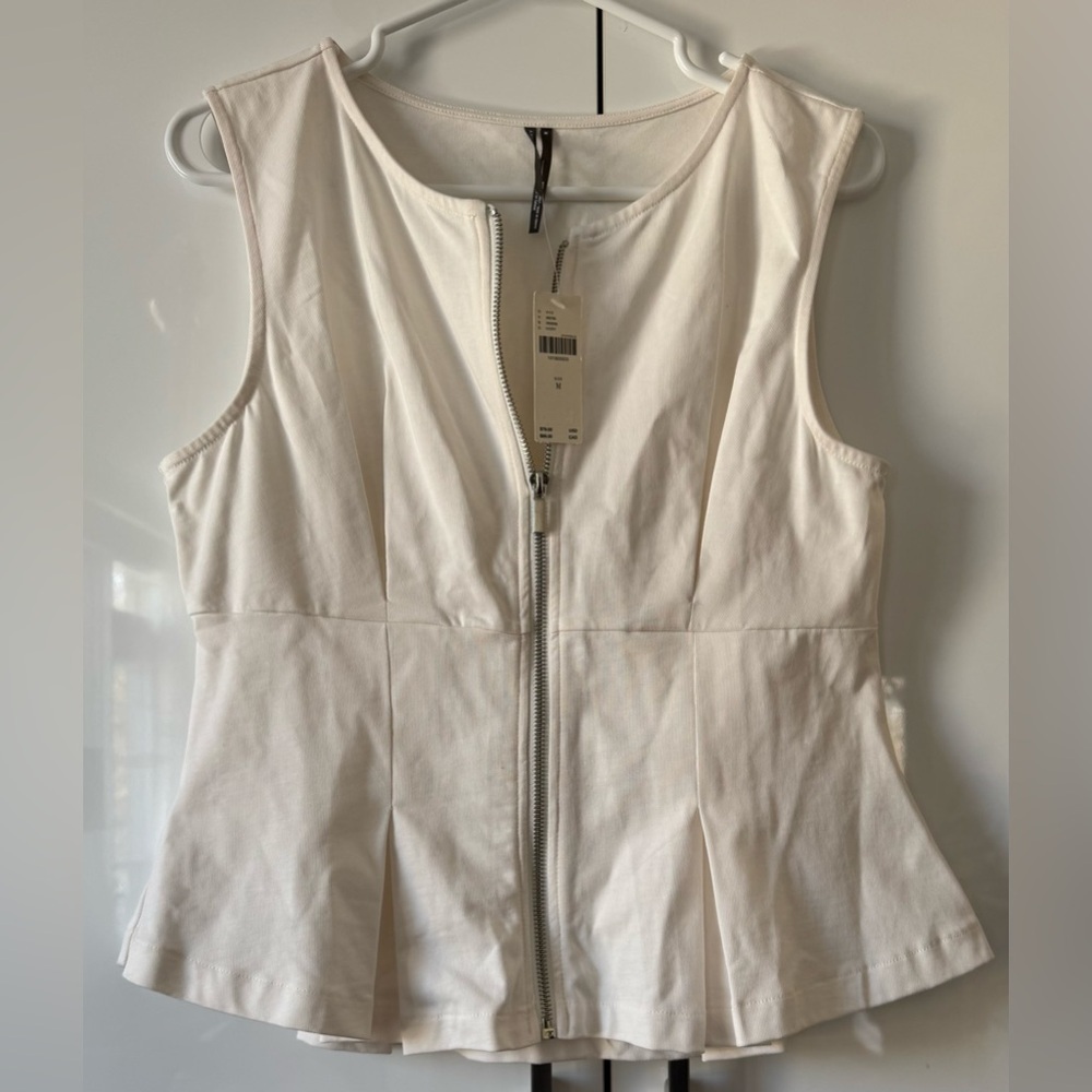 Anthropologie White Sleeveless Zip-Front Peplum Top - Picture 16 of 16